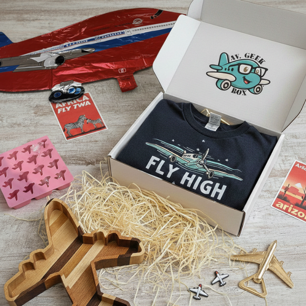 An aviation-themed subscription box filled with apparel, decor, and other surprises.